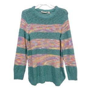 Soft Surroundings Womens
Serafina Sweater M Teal Stripe Open Knit